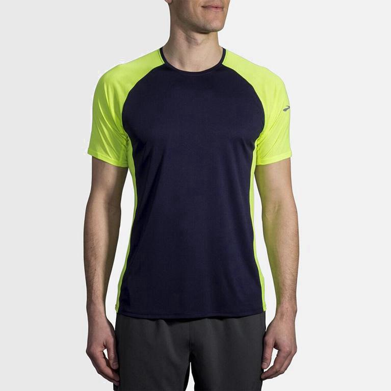 Brooks Stealth Israel - Men's Short Sleeve Running Shirt - Blue (63542-XABO)